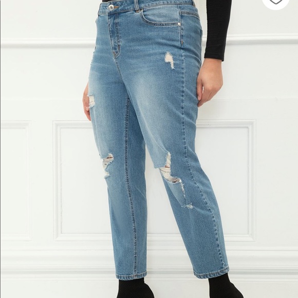 Eloquii Elements Distressed Girlfriend Jean - Picture 2 of 13